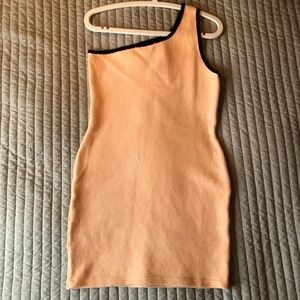One Shoulder Rib Bodycon Mini Dress